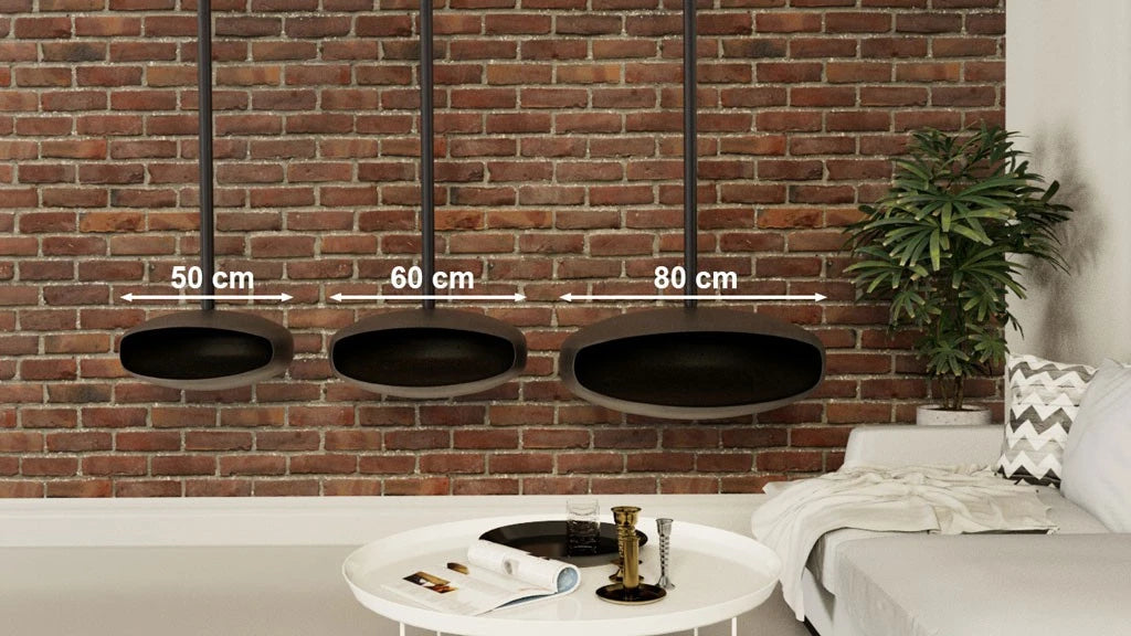 Hein & Haugaard UFO-80 ceiling-mounted bioethanol fireplace in an Oxide finish