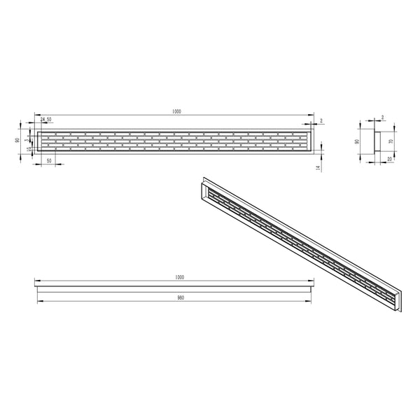 Ventilation Grille White - 100x9 cm - 450 cm²